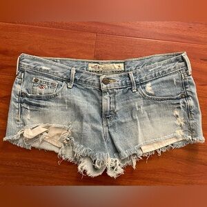 Hollister Women's Light Blue Distressed Denim Cutoff Shorts